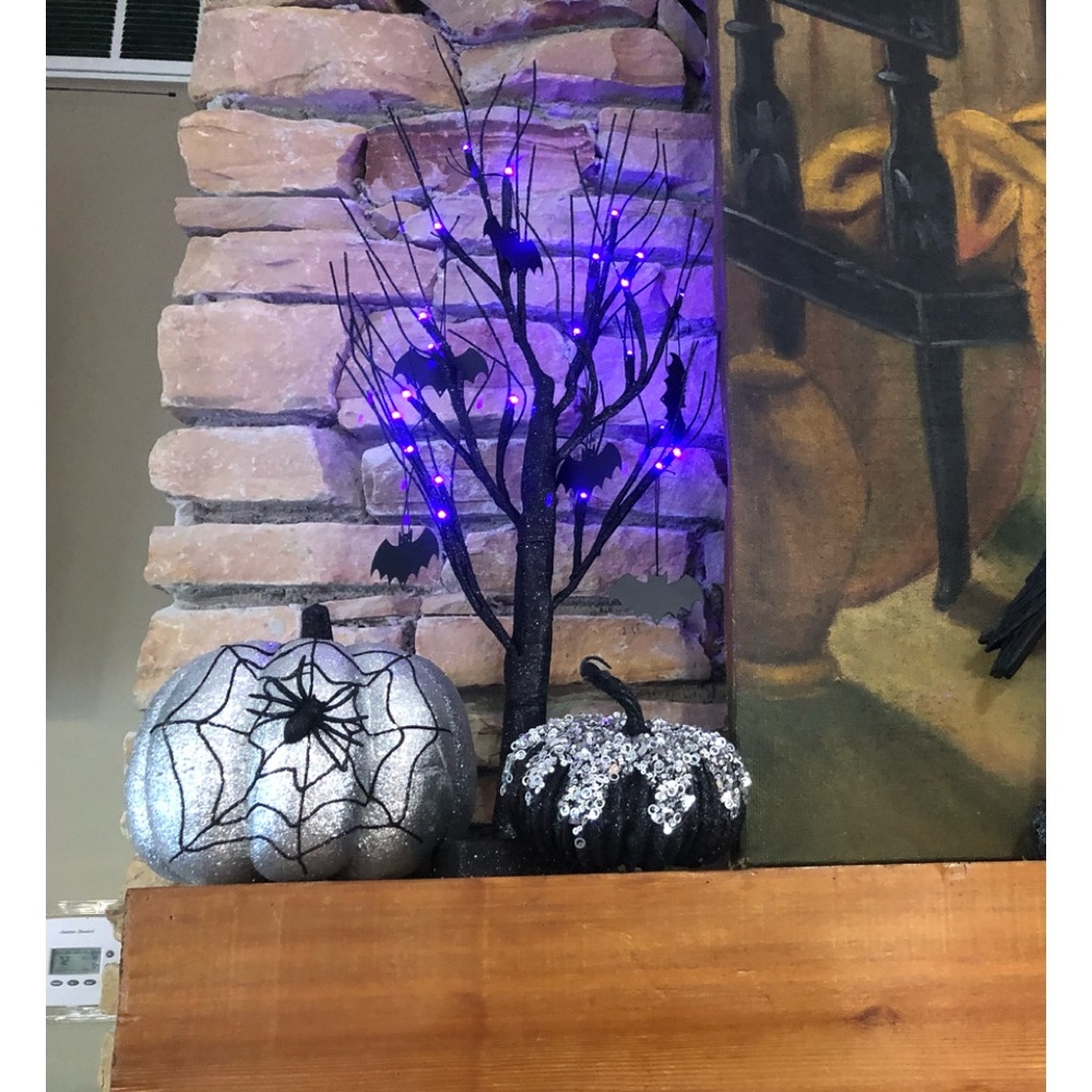 Halloween Decor Spooky Tree 24 Purple Light with Bats